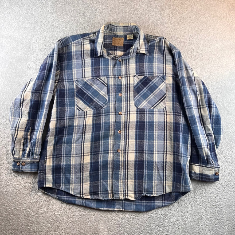 Vintage 90s JC Penney Plaid Flannel Button Down Shirt Mens XL Long Sleeve Cotton